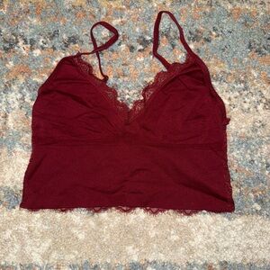 Forever 21 Burgundy Lace Trim Tank Top